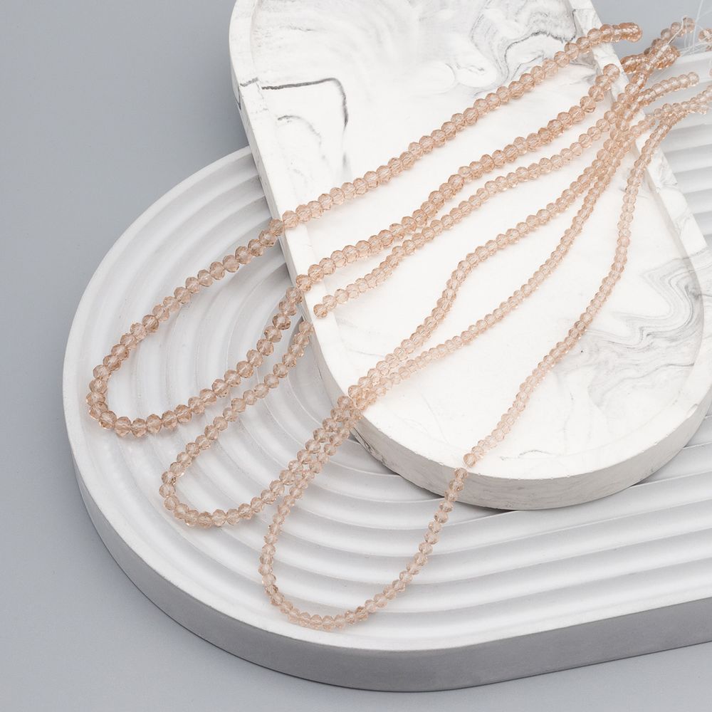 Бусины стекло ⌀2 мм, 3 мм, 4 мм, граненые, рондели, 3 нити по 38±1 см, микс, Astra&Craft, 22 бежевый