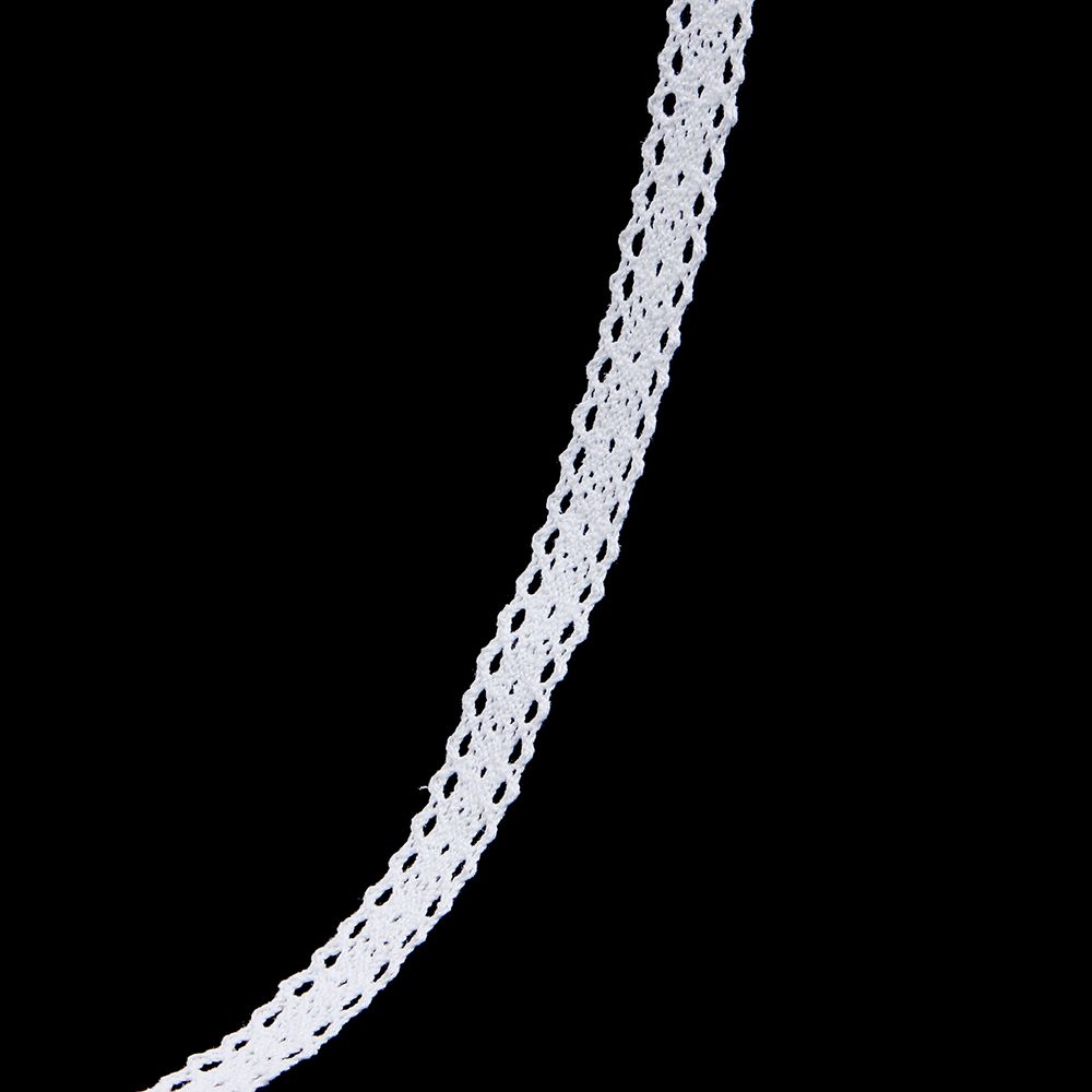 Кружево вязаное (тесьма) хлопковое 15 мм / 9.14 метров, белоснежный