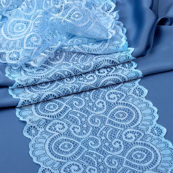 Кружево бельевое эластичное 180 мм / 3 м, TBY.L1351, цв.L3090 голубой, Kruzhevo