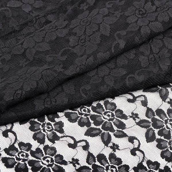 Ткань кружевная стрейч 80 г/м², 150 см / 45 метров, TBY.M0049.02, цв.черный