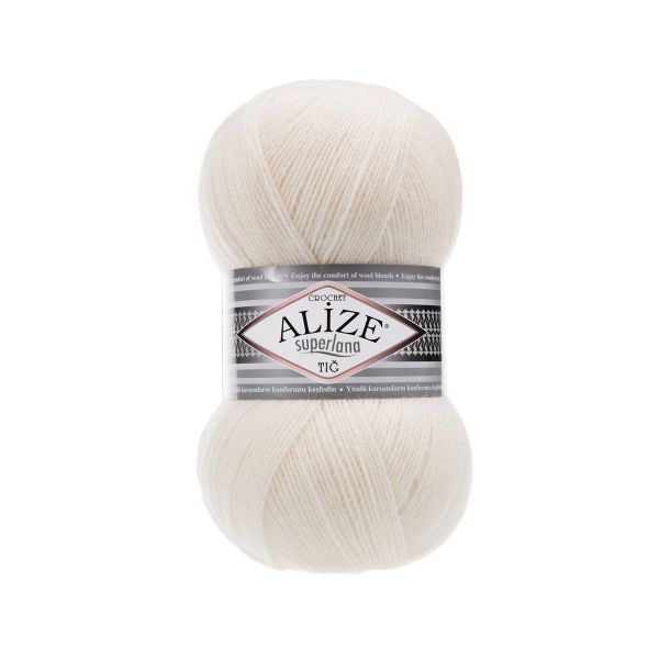 Пряжа Alize (Ализе) Superlana TIG / уп.5 мот. по 100 г, 570м, 62 молочный