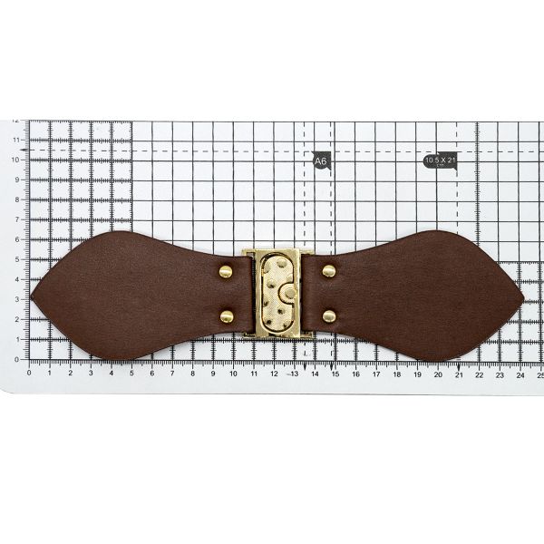 Фурнитура застежка для кардигана кожаная №2 коричневая 24см (золото), 2 шт