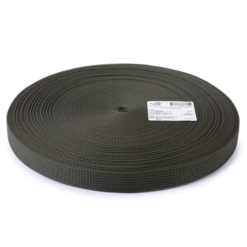 Стропа (ременная лента) 25 мм / 30 метров, [23.8 г/пог.м], 98% п/п, 2% п/э, оливковый, Gamma р.9272