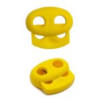 Фиксатор (зажим) для шнура пластик 2 отв., ⌀4.0 мм, 14х17 мм, овал малый ПП, желтый, 100 шт