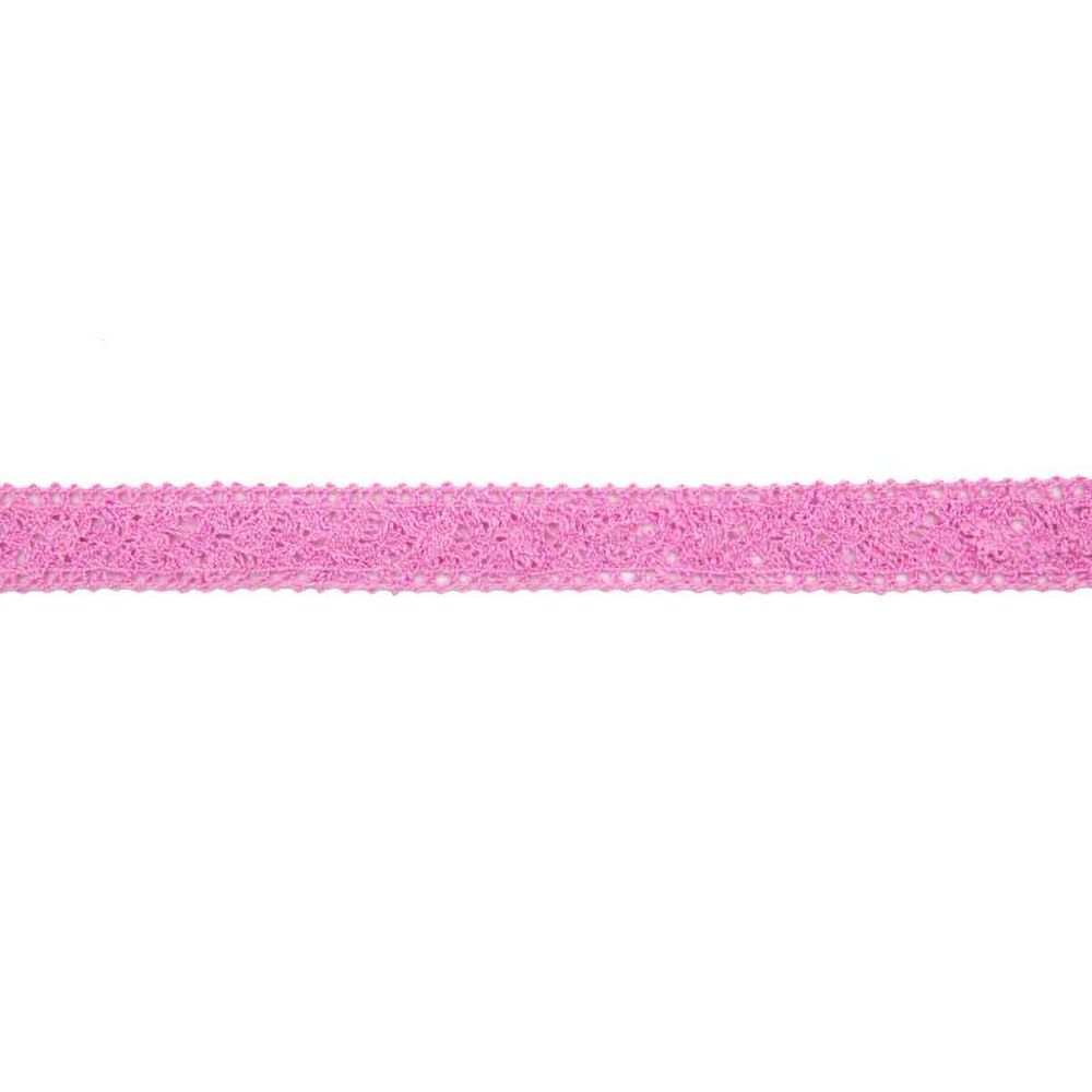 Кружево вязаное х/б 20 мм / 10 метров, цвет JD017 розовый, (CL-103)