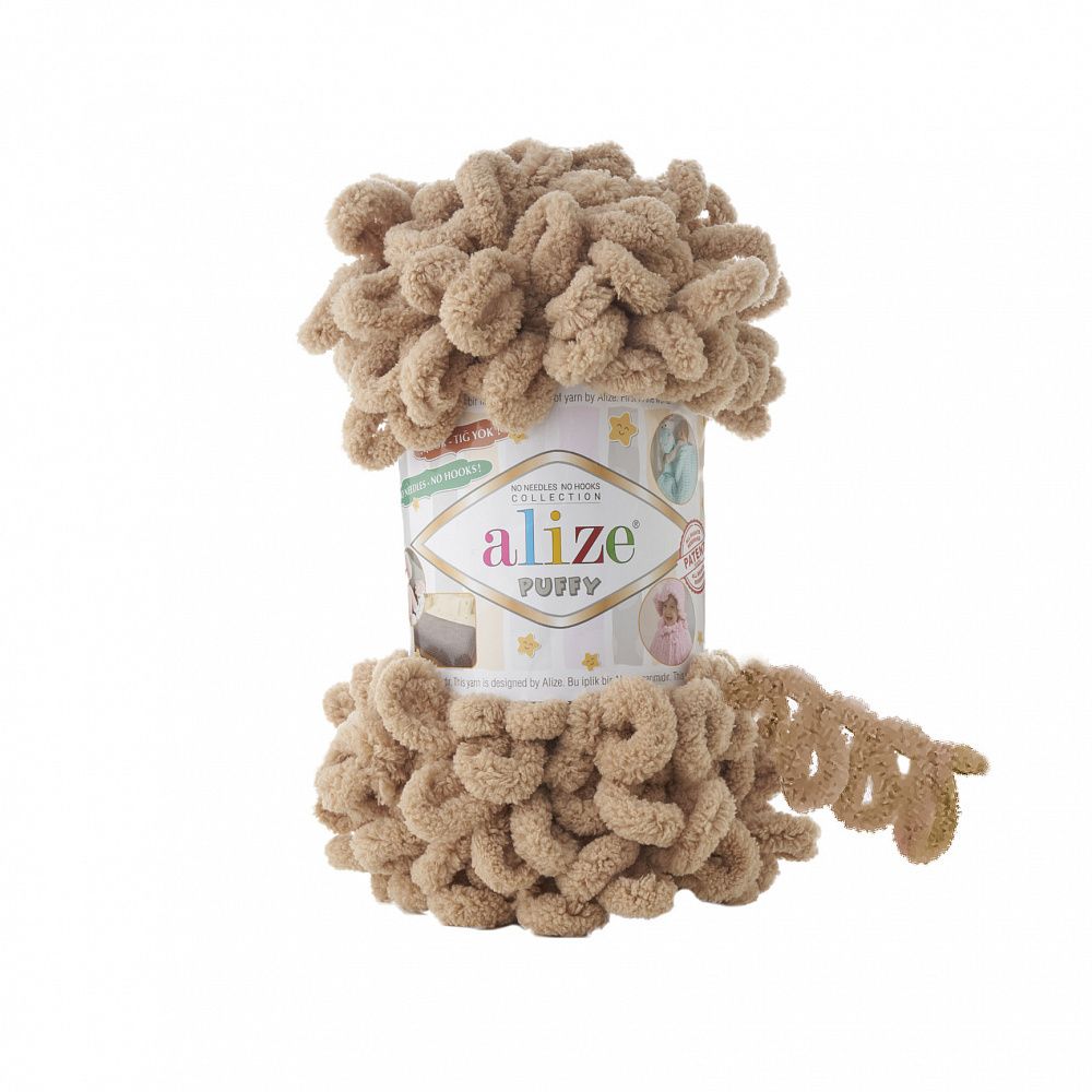 Пряжа Alize (Ализе) Puffy / уп.5 мот. по 100 г, 9м, 262 бежевый