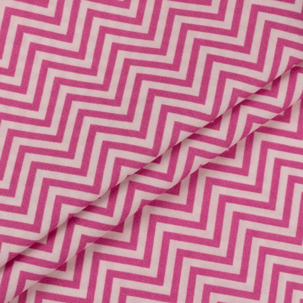 Ткань для пэчворка Peppy Бабушкин сундучок, рулон 112 см / 5 метров, БС-26 зигзаг я.розовый, Peppy