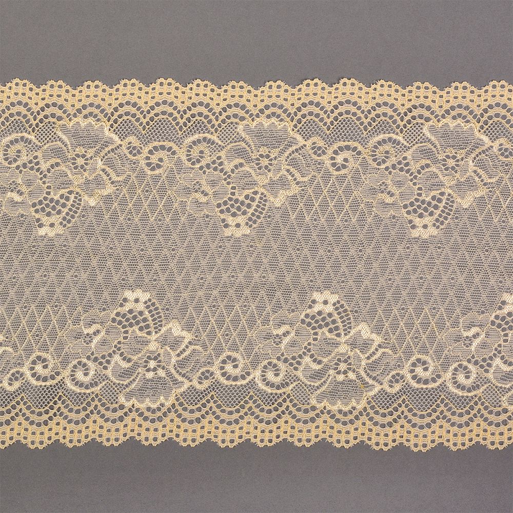 Кружево бельевое эластичное 175 мм / 10 м, цв.бежевый, Kruzhevo