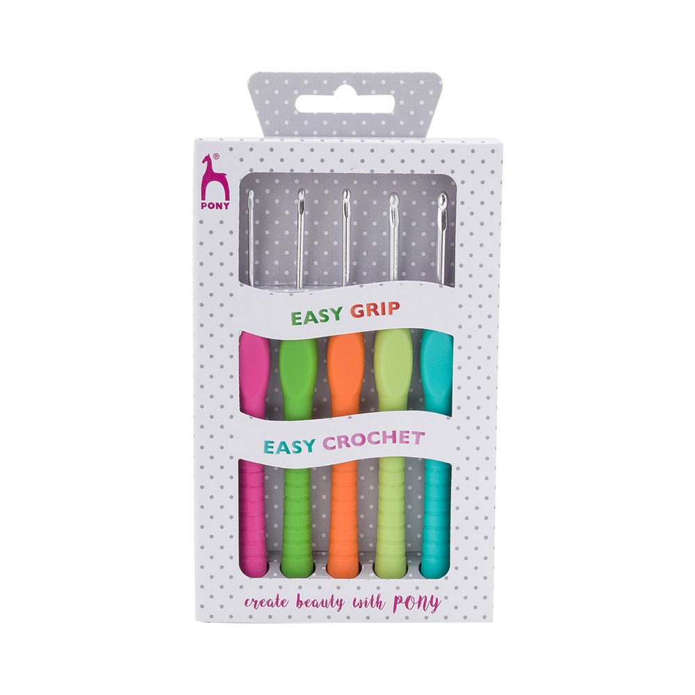 Набор крючков вязальных Pony 2.0, 2.5, 3.0, 3.5, 4.0 мм, 14 см, алюминий, 5 шт, 56831