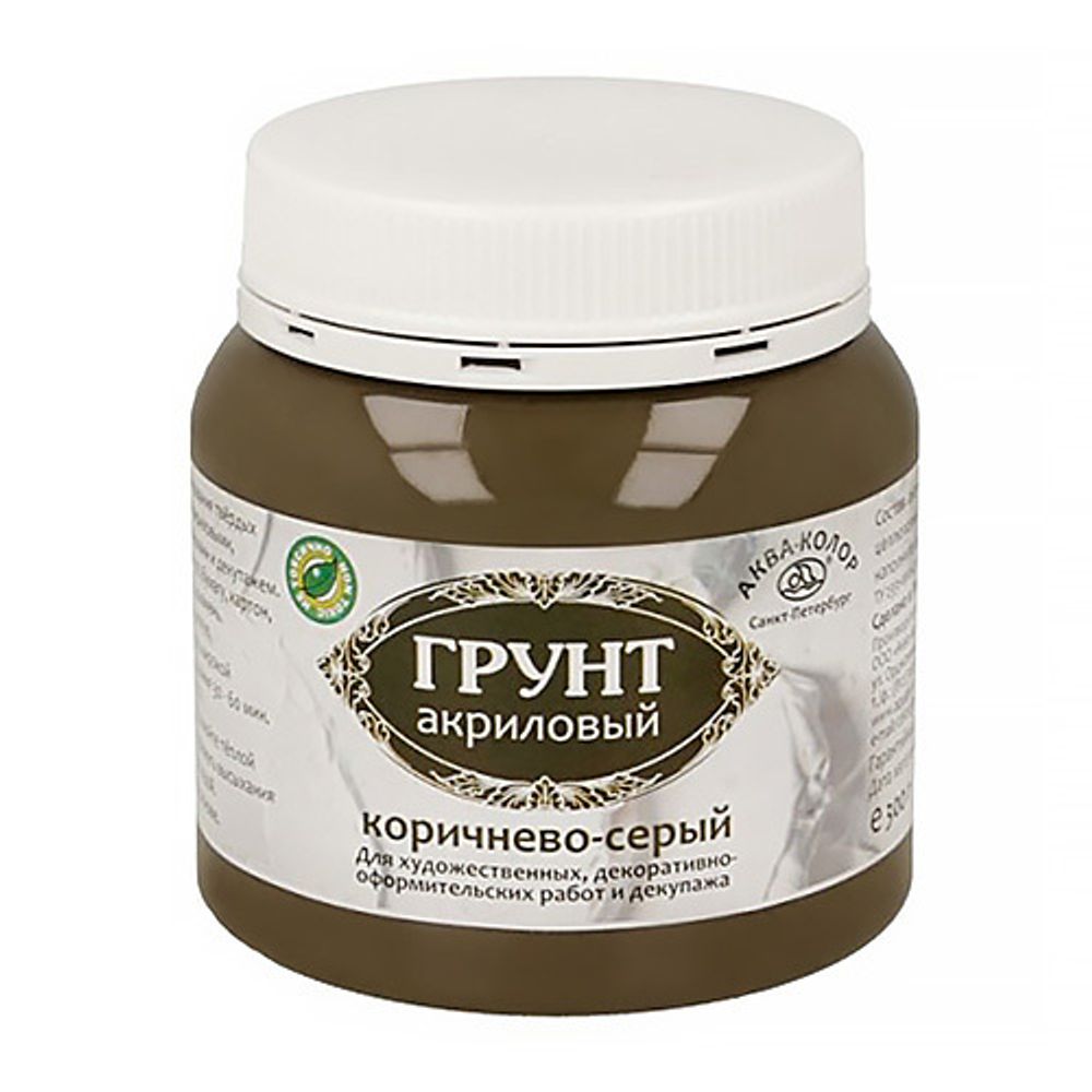 Грунт акриловый цветной 300 мл 300 г, К2607 коричнево-серый, Аква-колор Грунт акриловый цветной 300 мл 300 г, К2607 коричнево-серый, Аква-колор