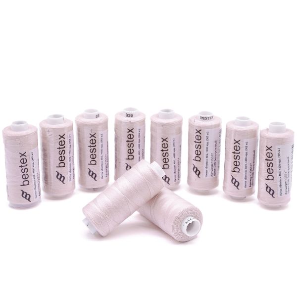 Нитки швейные бытовые Bestex 40/2, 365 м (400 ярд) / 10 кат., 036 бело-розовый