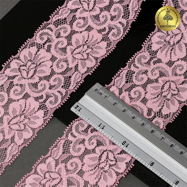 Кружево эластичное (стрейч) 65 мм, L840, цв.F133 нежно-розовый уп.25м, Kruzhevo