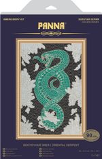 Набор для вышивания нитками Panna Золотая серия F-7487, Восточная змея, 28х41.5 см