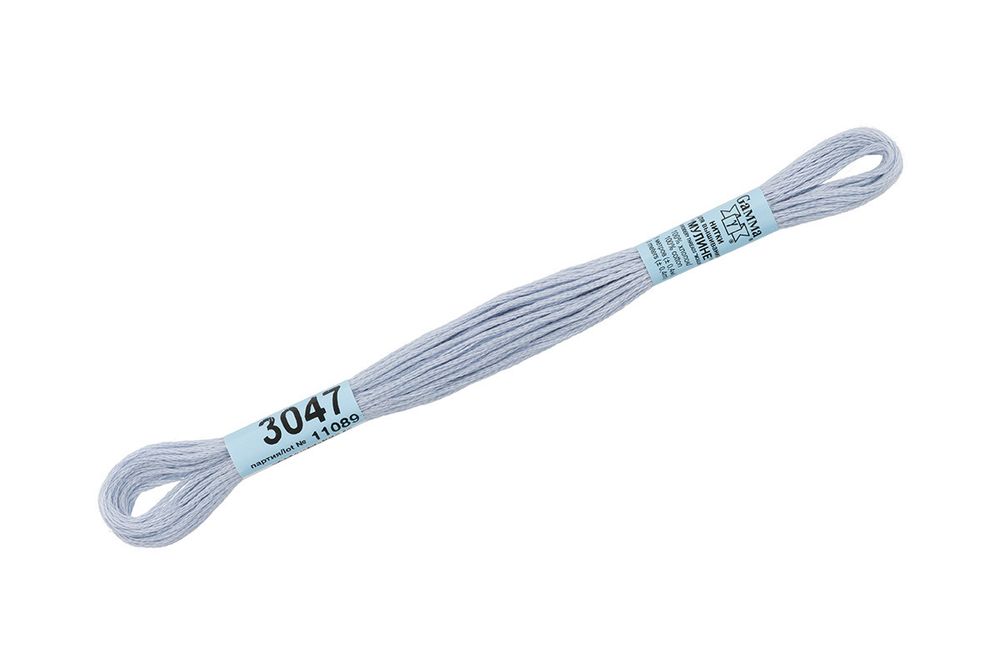 Мулине Gamma 100% хлопок, цв.3047 нежно голубой, 24 мотка по 8 метров