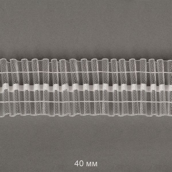 Лента (тесьма) шторная: сборка универсальная (1:1) 40 мм / 50 метров, Caron, 401-0 цв.прозрачный