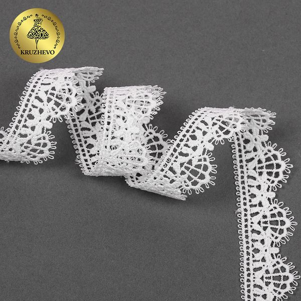 Кружево гипюр (плетёное) 25 мм, матовая нить TBY.0503, цв.белый уп.13.71м, Kruzhevo