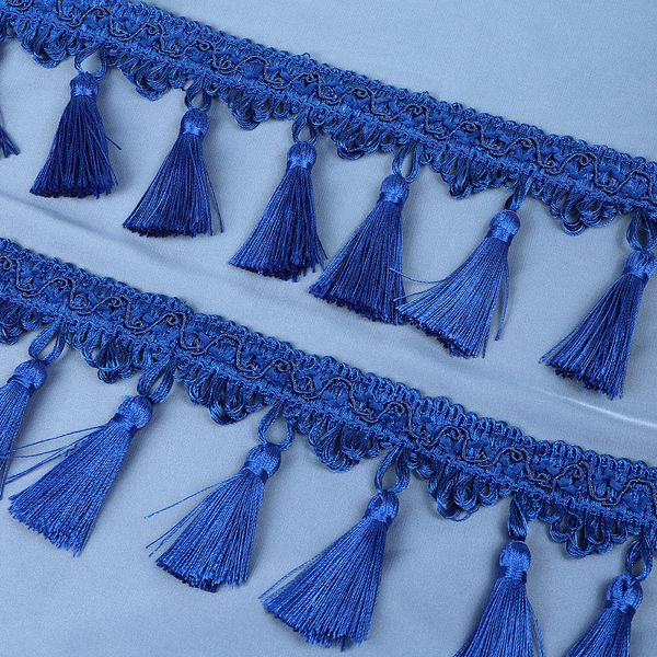 Бахрома отделочная широкая 100.0 мм / 10 метров, с кистями, 6152-0327, цв.6422 синий