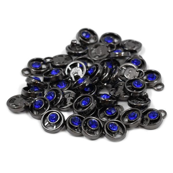 Крючки пришивные декоративные 10х21 мм, чер.никель / сапфир цв.935, 20 шт