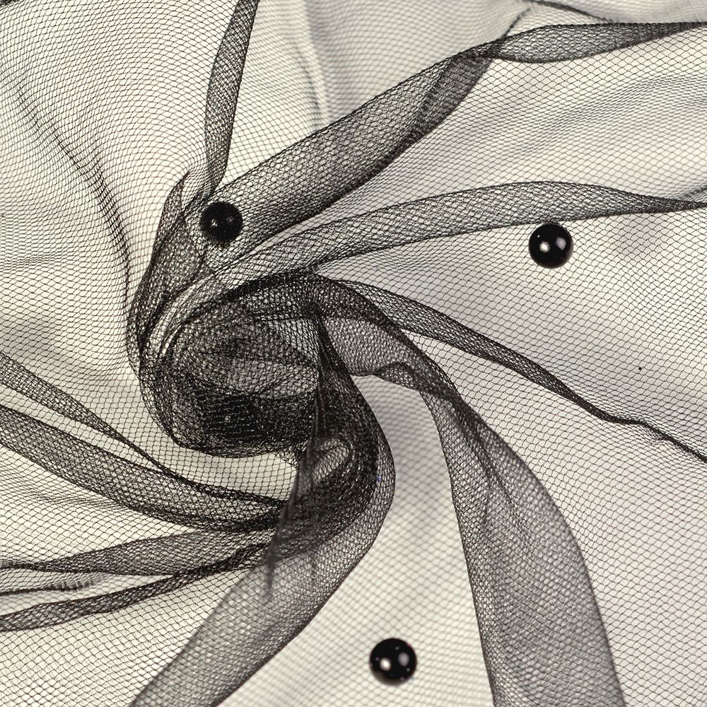 Фатин с бусинами 150 см / 15 метров, С223-01, цв.черный