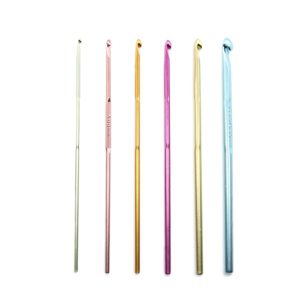 Набор крючков для вязания цветных ⌀2,50-6,0 мм, 15 см, 6 шт, алюминий, Pony