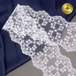 Кружево на сетке 90 мм, цв.01 белый, уп.13.7м