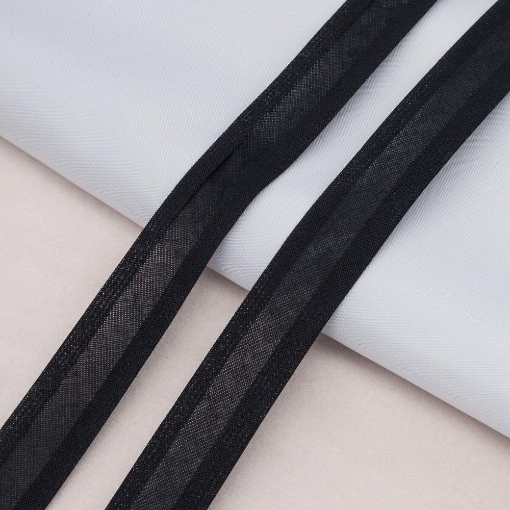 Косая бейка хлопковая 20 мм / 132±1 метра, 080 черный, 6112-0009