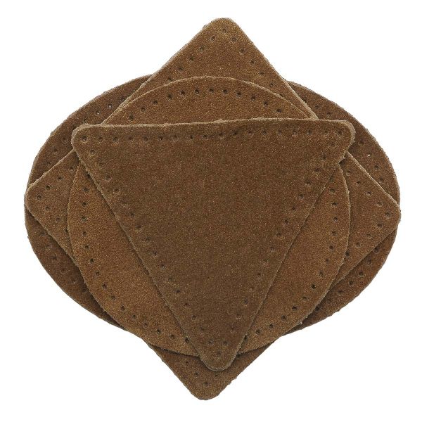 Набор заплаток пришивных из замши, круг, квадрат, треугольник, овал 8см, с перфорацией, 4 шт (32 кэмел), 59743