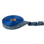 Лента (тесьма) жаккардовая 23.0-25.0 мм, / 25 метров, синий /под золото, Blitz