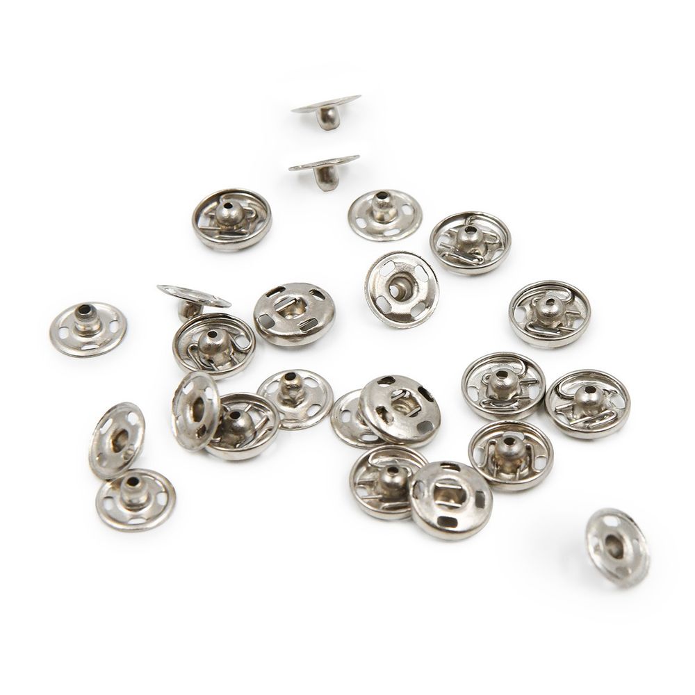 Кнопка пришивная металл ⌀9 мм серебро/никель, 12 шт, Pony