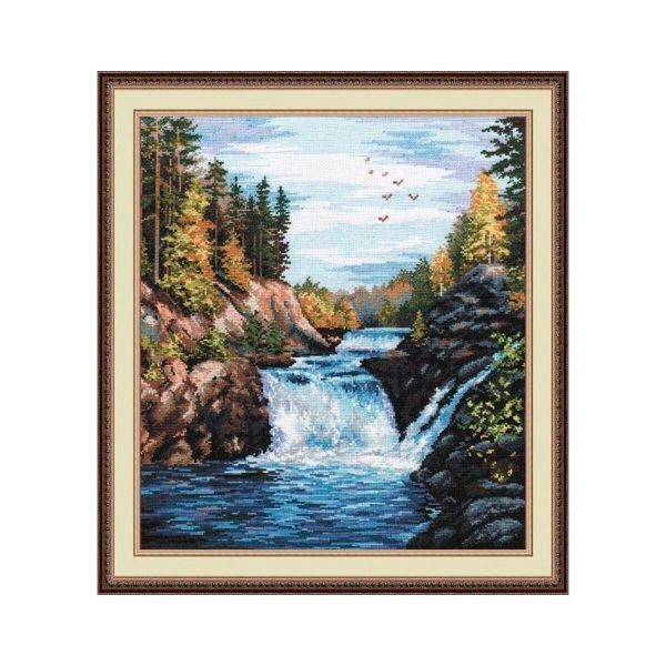 Набор для вышивания нитками Овен 560, Водопад Кивач, 29х35 см