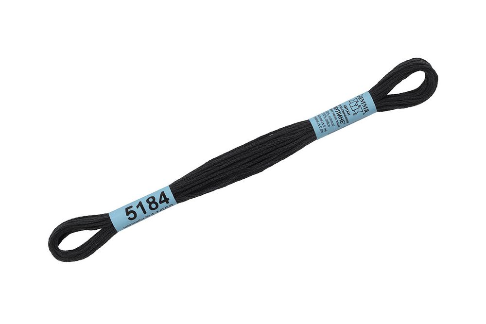 Мулине Gamma 100% хлопок, цв.5184 черно-серый, 24 мотка по 8 метров