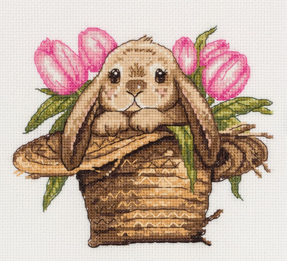 Набор для вышивания нитками Klart, Зайка в шляпе, 15.5x17 см