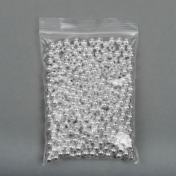 Бусины пластик ⌀4 мм, цв.серебро уп.50 г, Magic4Hobby