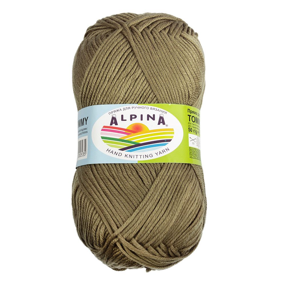 Пряжа Alpina Tommy / уп.10 мот. по 50г, 138м, 034 оливковый