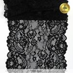 Кружево бельевое эластичное 190 мм / 10 м, 6378, цв.02 черный, Kruzhevo