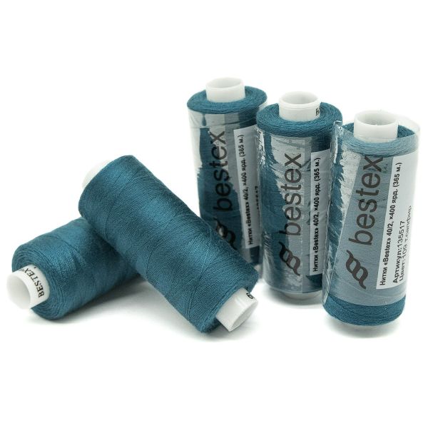 Нитки швейные бытовые Bestex 40/2, 365 м (400 ярд) / 10 кат., 109 темно-бирюзовый