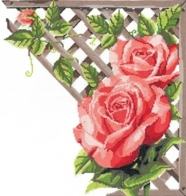 Набор для вышивания нитками Нитекс, Ветвистая красная роза 32х32 см