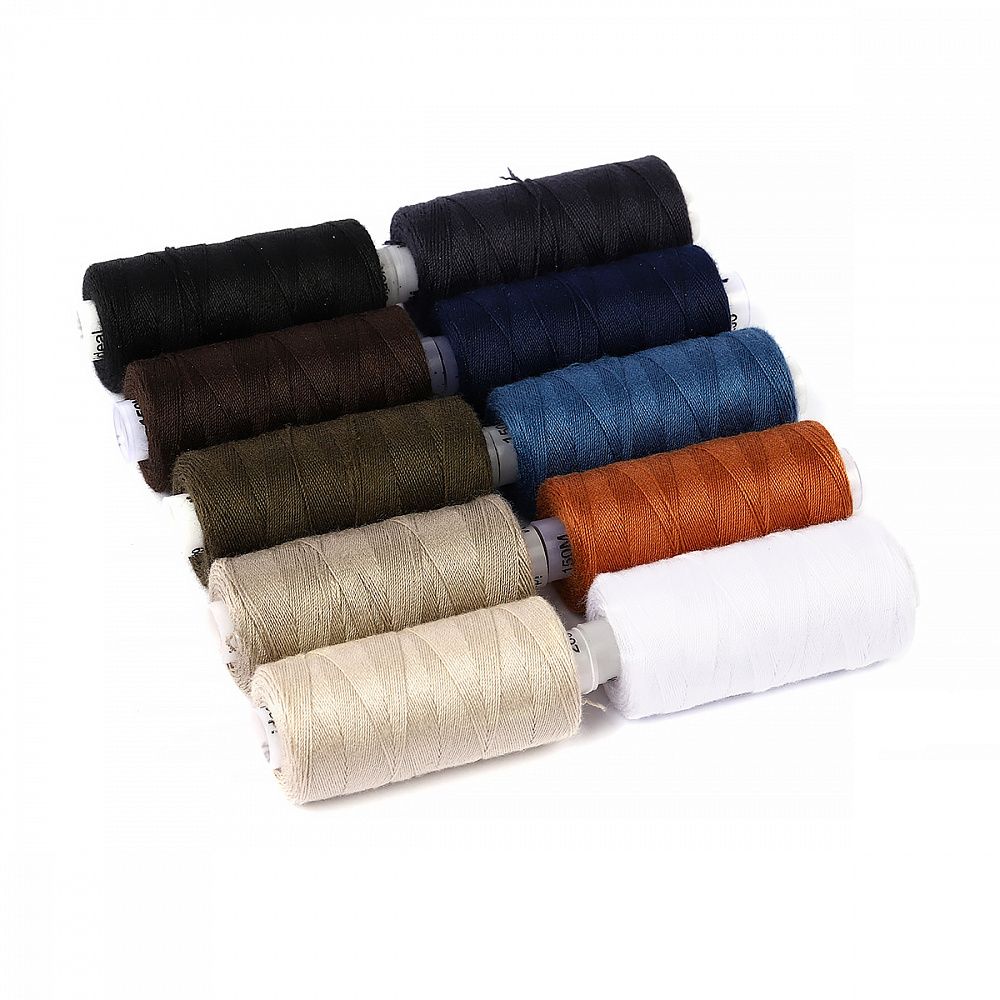 Швейные нитки (набор) 20/3 джинсовые, 10 кат. по 150 м, 100% п/э, цв.ассорти 2