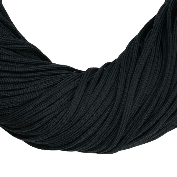 Шнур обувной плетеный ⌀6.0 мм / 100 метров, (диаметр ±1 мм), 005 черный