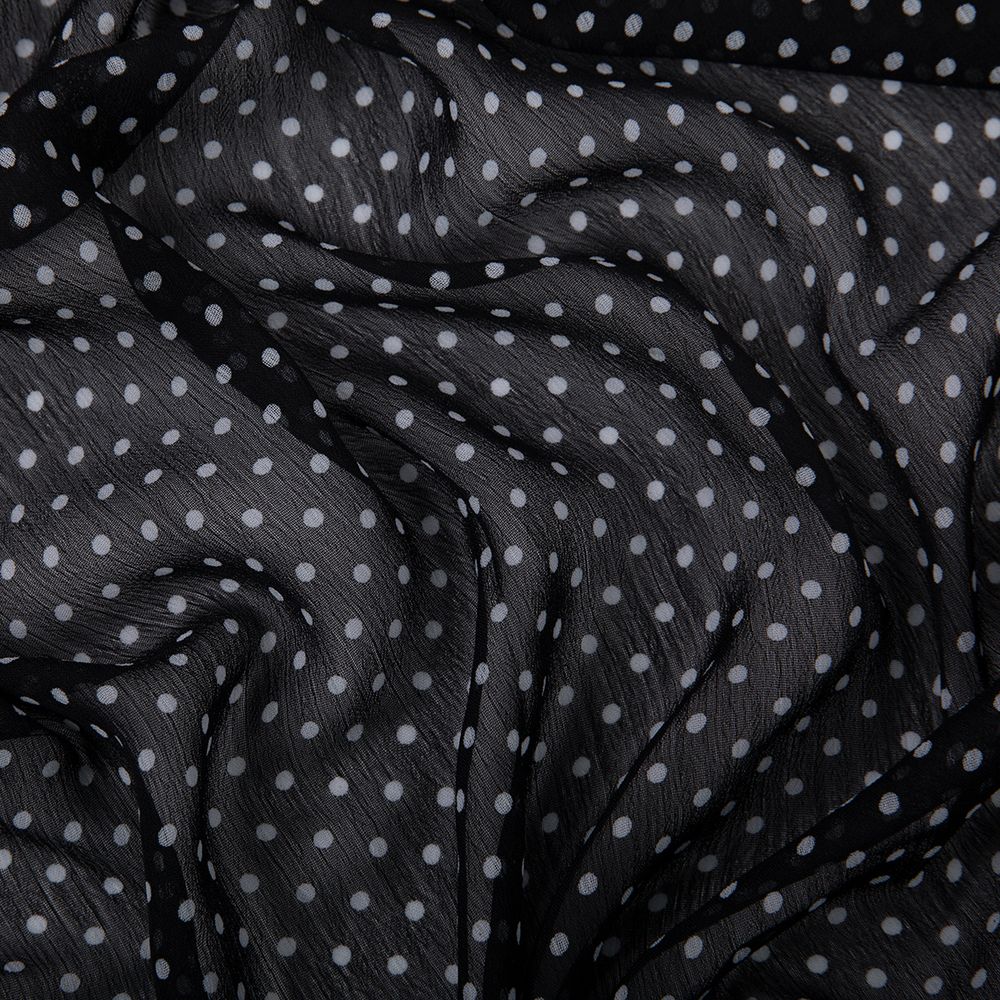 Ткань блузочная Chiffon 68 г/м², 200х147 см, 1 черный/ белый, Gamma PC-05