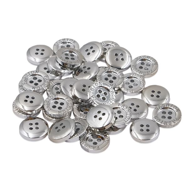 Пуговицы 4 прокола 24L (15мм), (Silver (серебристый)), 36 шт