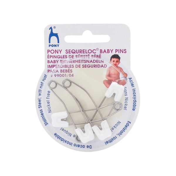 Булавки безопасные l=51 мм, сталь/пластик, белые, 4 шт, Pony, 99001/04