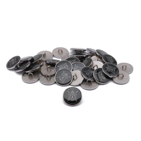 Пуговицы на ножке Герб 32L (20мм), металл (Black/S (черный/серебро)), ME-657, 36 шт