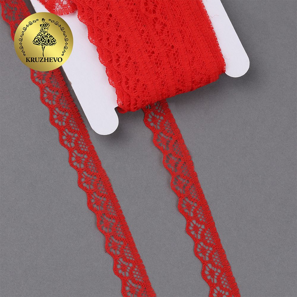 Кружево отделочное в стиле "трикотаж" 12 мм / 9.14 метров, TBY 150-2, цв.03 красный