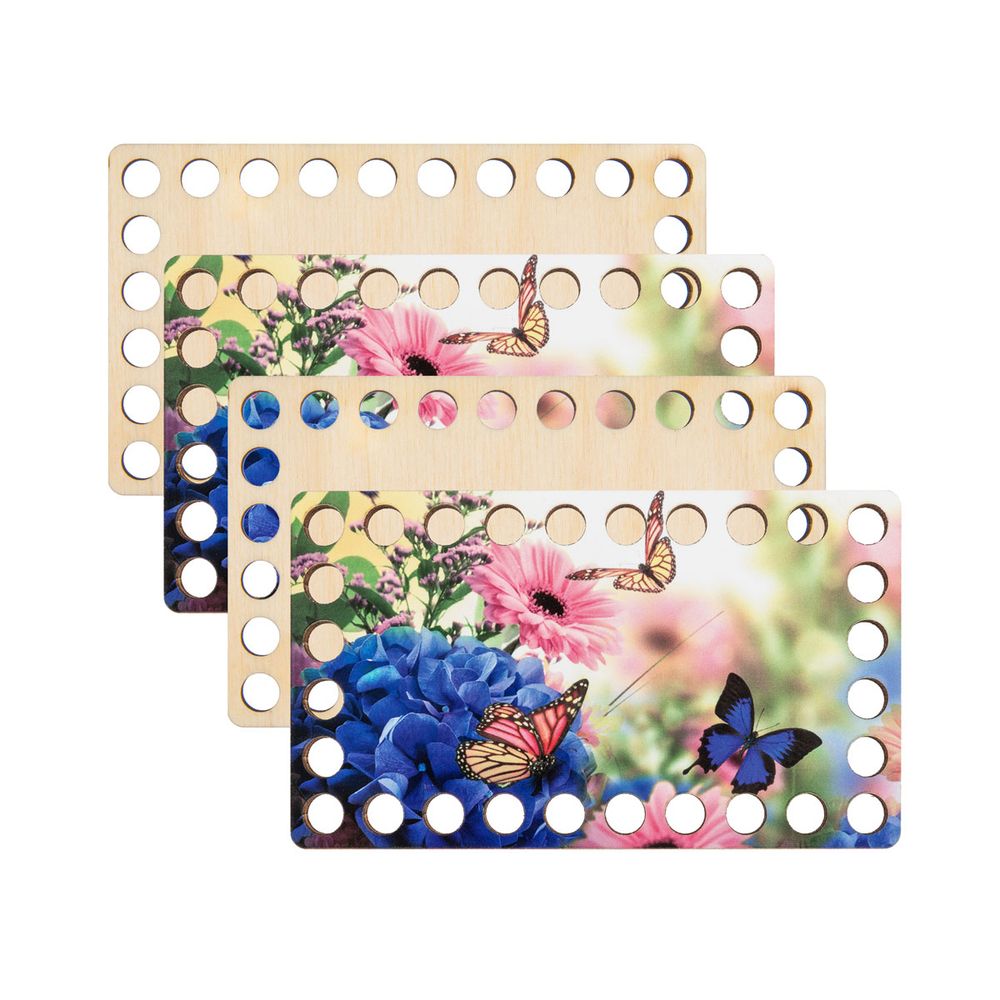 Набор донышек для вязания Глянцевый фанера 12х7х0.4 см, 4 шт, 04 Бабочки, Love2art ДВ-03