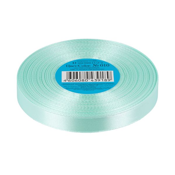 Лента атласная 1-сторонняя 12.0 мм / 33±2 метра, 010 мятный, Gamma
