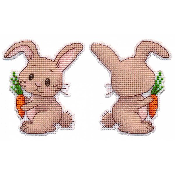 Набор для вышивания нитками Овен, Елочная игрушка. Зайчик 7,3х8,5 см