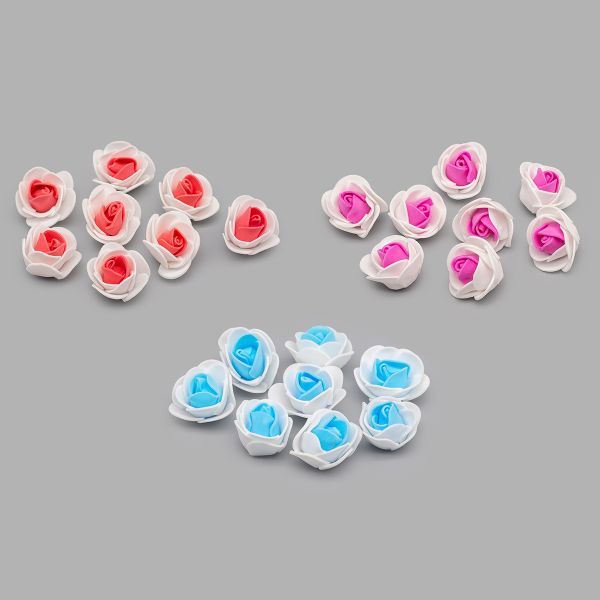 Цветочек-розочка из фоамирана 38 мм, микс №9, 3 цвета, 24 шт