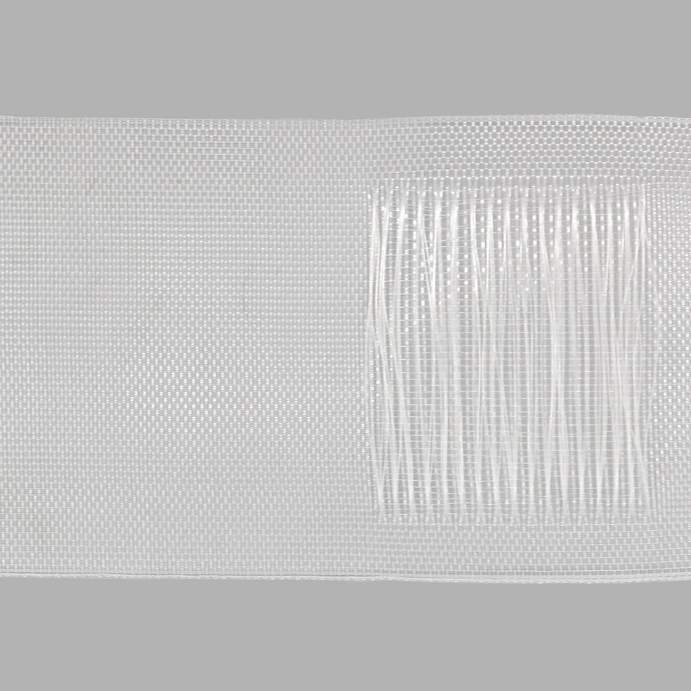 Лента (тесьма) шторная для карниза-трубы 70 мм / 50 метров, Имитация люверсов, прозрачный, 06-7000