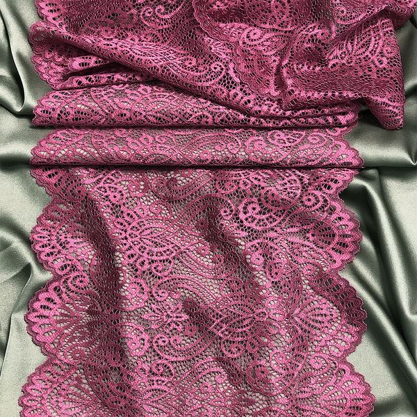 Кружево бельевое эластичное 240 мм / 25 м, 40992, цв.2925 розовый рубин, Kruzhevo